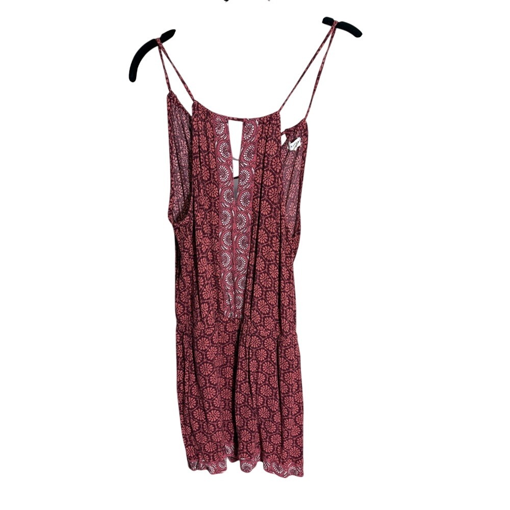 Aeropostale Womens Burgundy Paisley Floral Tie Back Boho Summer Romper Medium - Picture 1 of 6